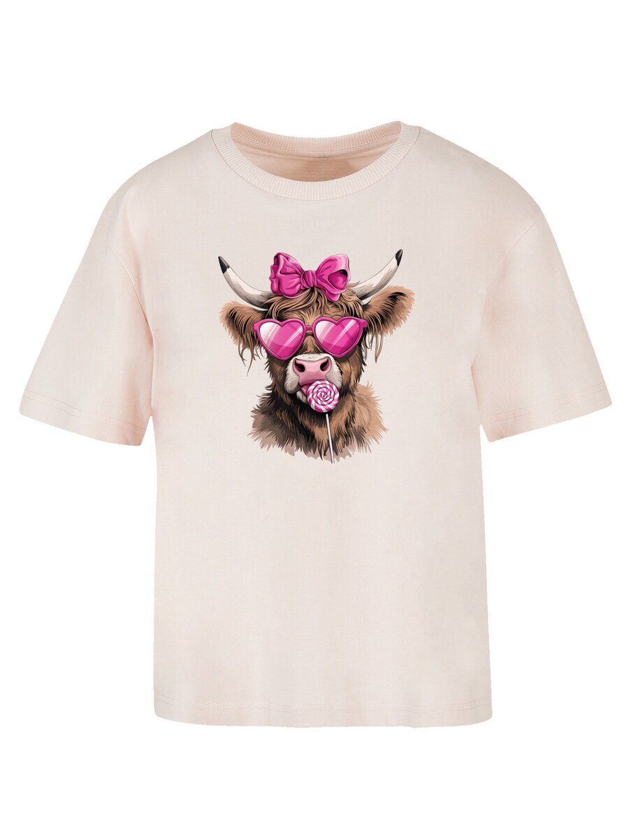 

Футболка F4NT4STIC Highland Cow Valentinstag Sonnenbrille, Fuchsia/Pastel pink
