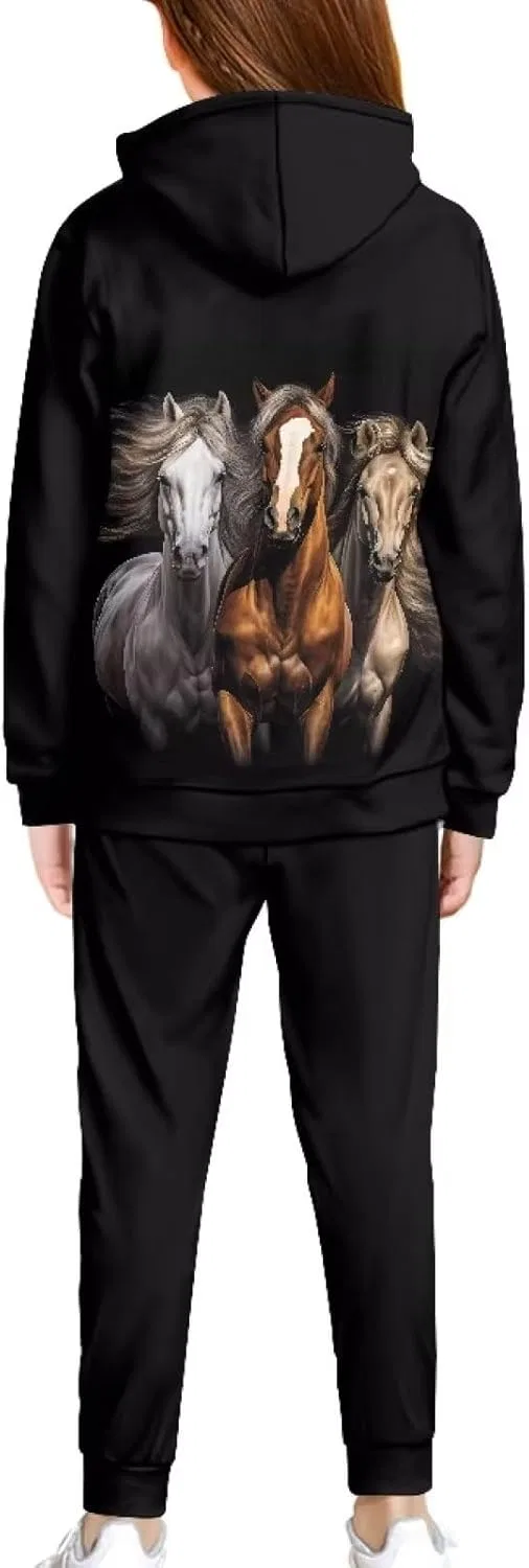 Детский спортивный костюм с принтом, 2 предмета, Black Horse Patternnss — фото 2