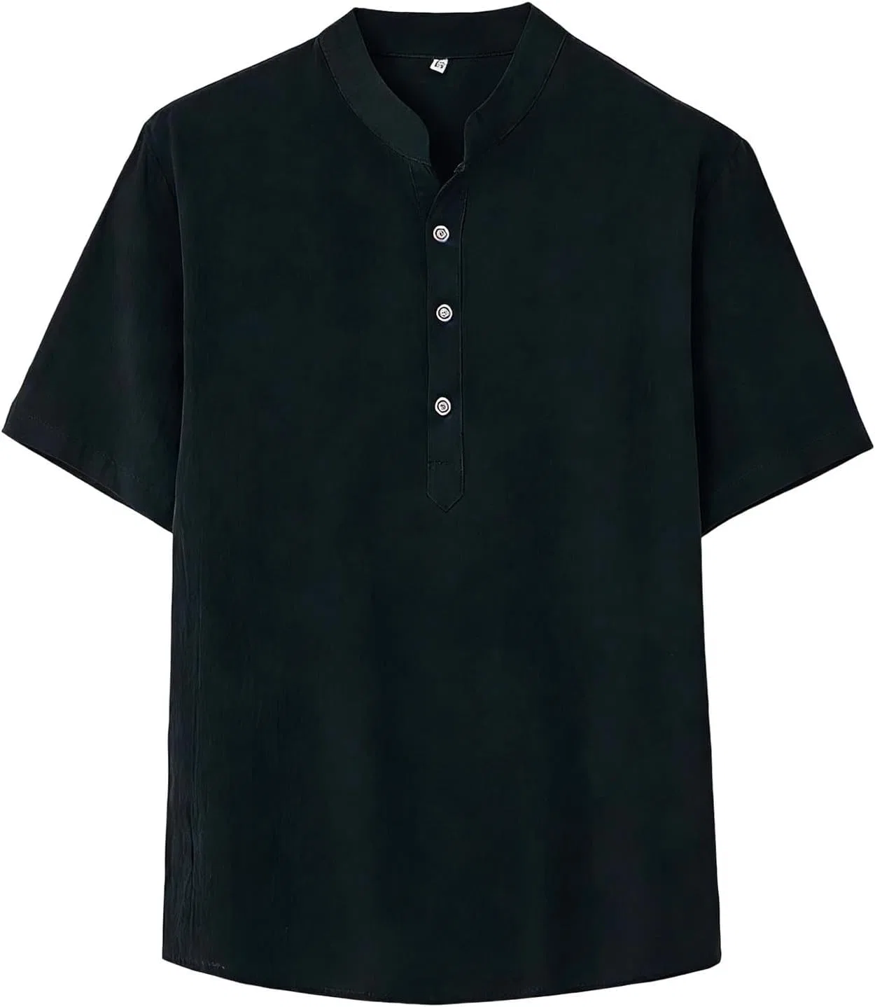Мужская футболка-поло Henley из хлопка и льна, Athletic Black