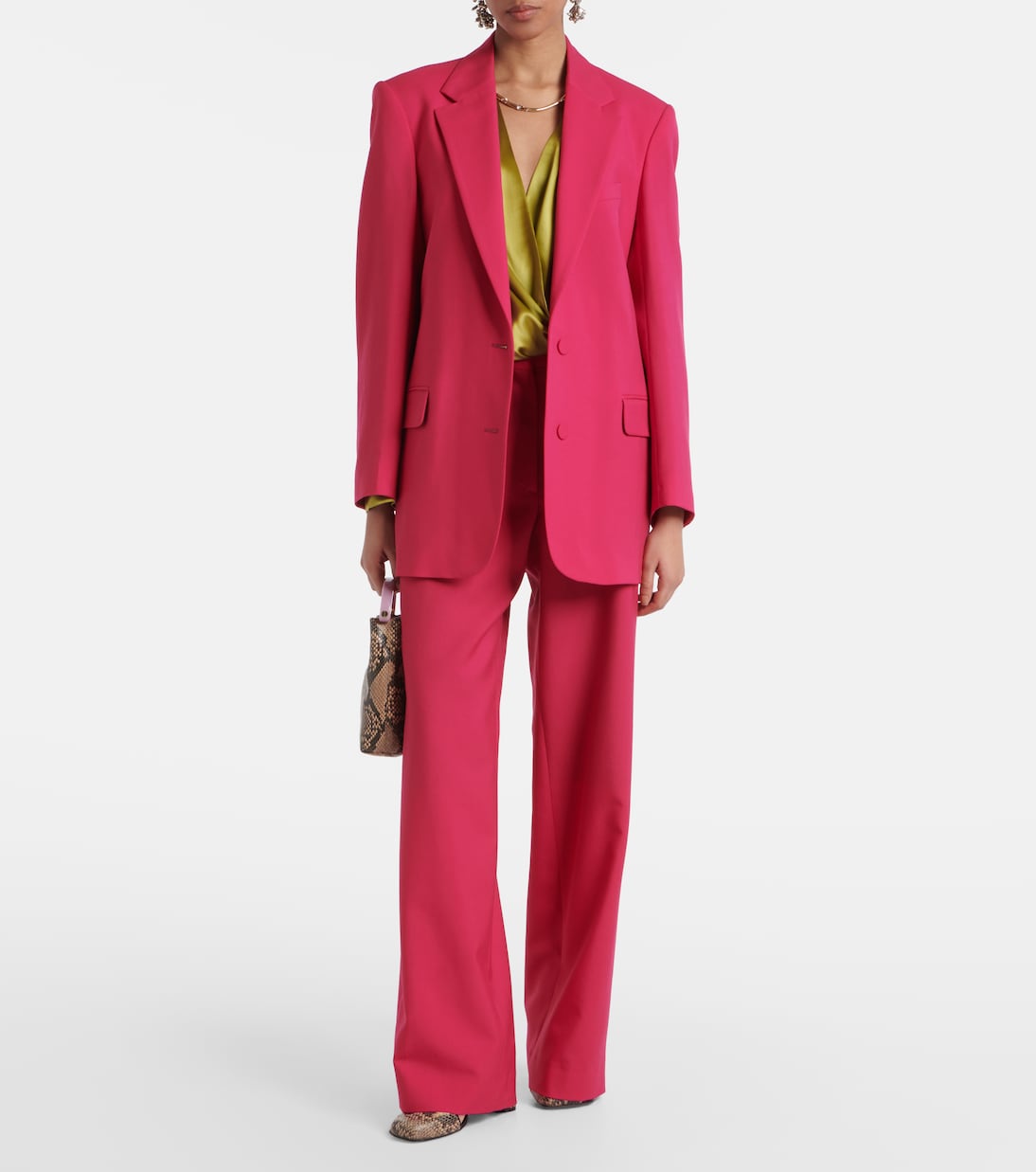 Большой пиджак из шерсти и мохера Dries Van Noten, фуксия — фото 2