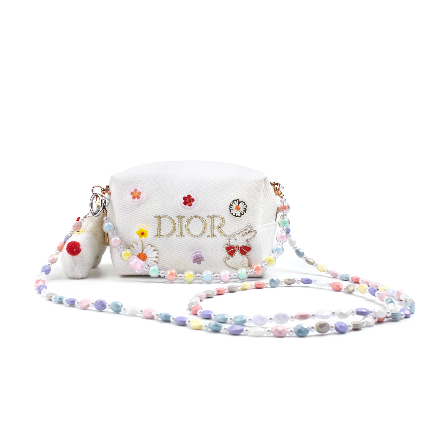 DIOR Индивидуальная косметичка Amber Adorable Floral Sweet Bunny модная сумка через плечо обычная white 18*9*11см — фото 2