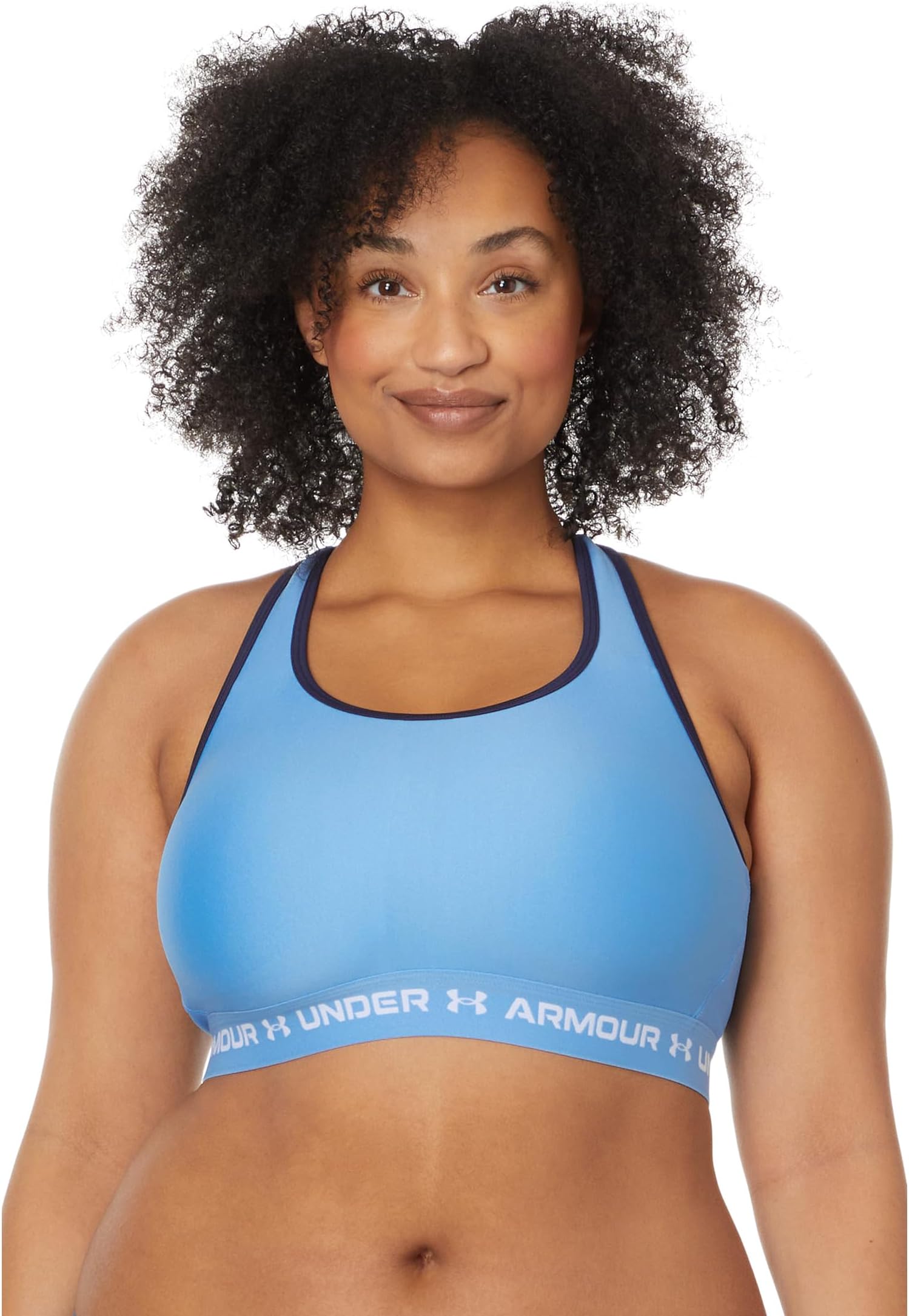 

Бюстгальтер Under Armour Plus Size Crossback Mid Bra, цвет Horizon Blue/Midnight Navy/White