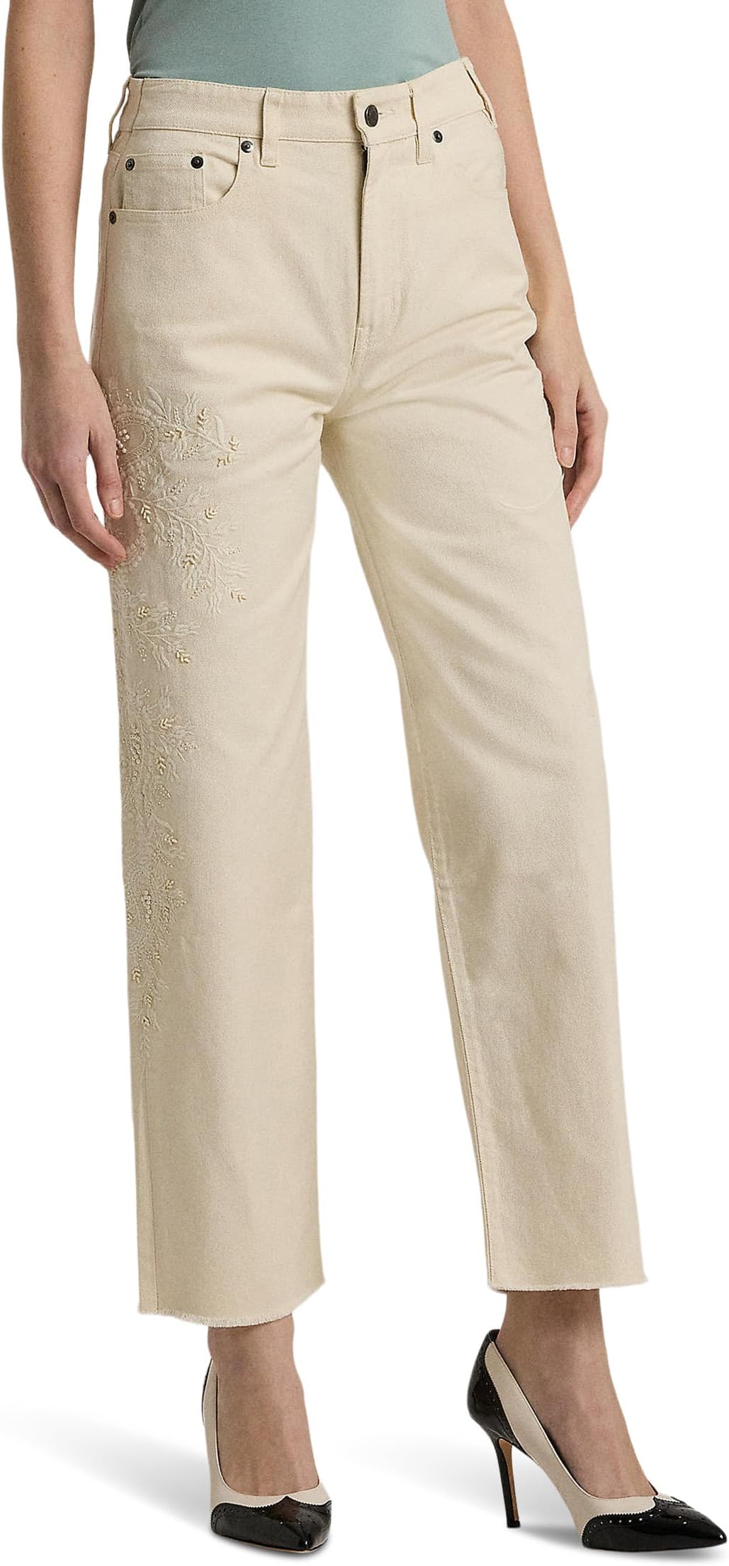 

Джинсы LAUREN Ralph Lauren Petite High-Rise Relaxed Cropped Jean, цвет Mascarpone Cream Wash