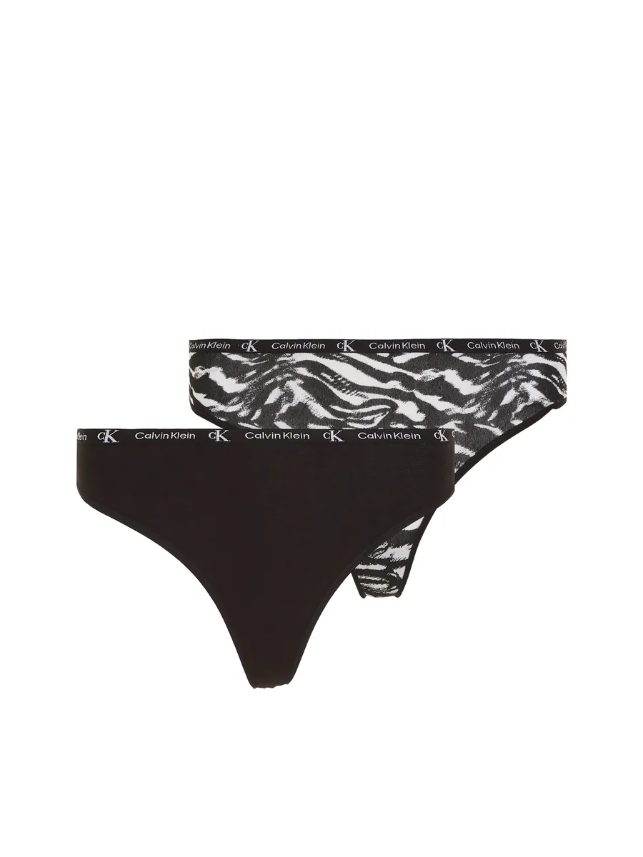 

Т-стринги Calvin Klein Underwear "MODERN THONG 2PK" (2 шт. в упаковке) с классическим поясом с логотипом, цвет Black/Tiger-Print