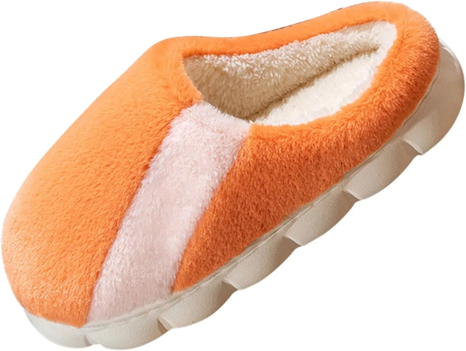 Pantoffeln Herren Plüsch,Hausschuhe Herren Baumwolle Тапочки Warme Filzpantoffeln Lässige Schlapfen Fashion Gästehausschuhe Rutschfeste Winterhausschuhe Weite Hüttenschuhe Slip-On Hausschlappen Generisch, Orange