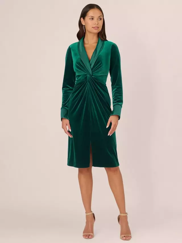 

Платье Adrianna Papell Velvet Tuxedo, цвет hunter/green