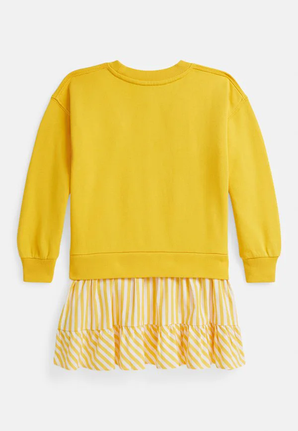 Платье в полоску с застежкой-петлей, повседневное платье Polo Ralph Lauren, Racing Yellow — фото 2