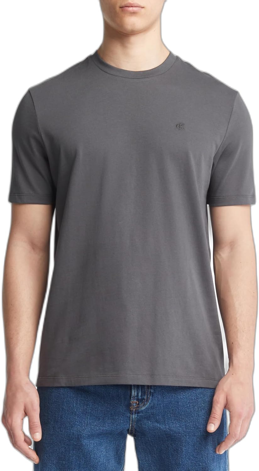 

Мужская футболка Calvin Klein из гладкого хлопка с круглым вырезом, Forged Iron