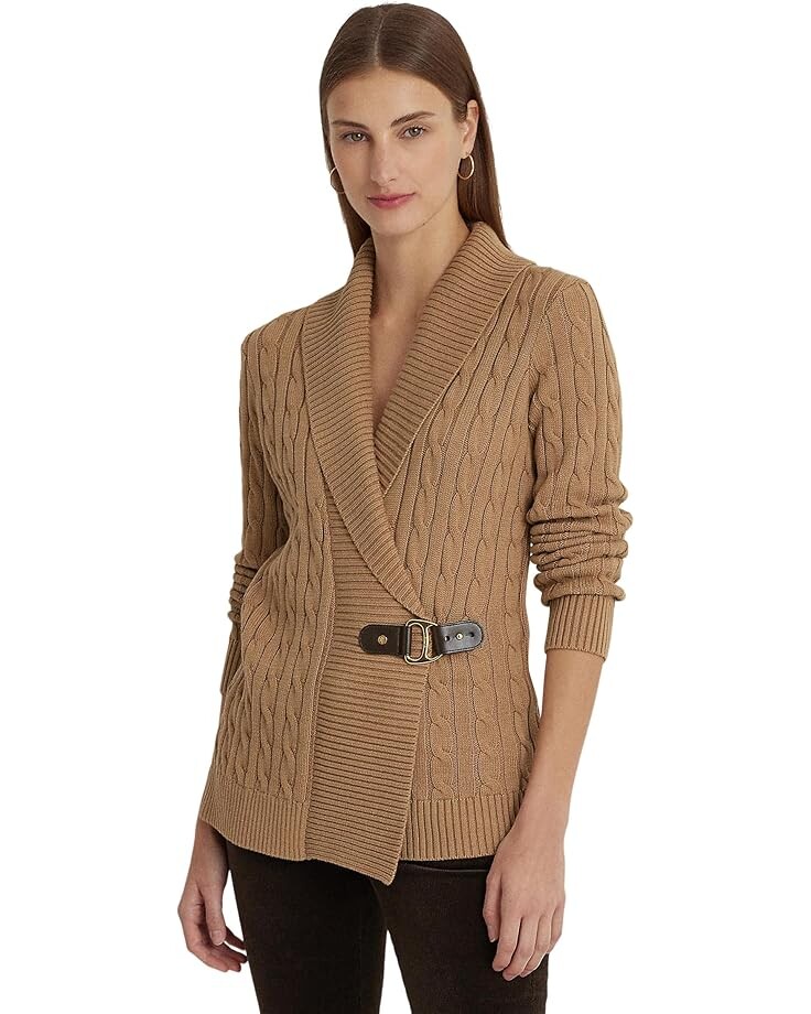 

Свитер Lauren Ralph Lauren Petite Buckled Cotton Sweater, цвет Classic Camel