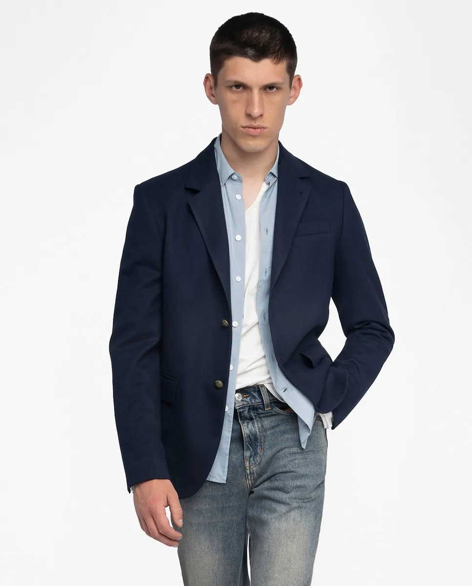 

Мужской блейзер Vanilleh с длинными рукавами из полиэстера Zadig & Voltaire, темно-синий