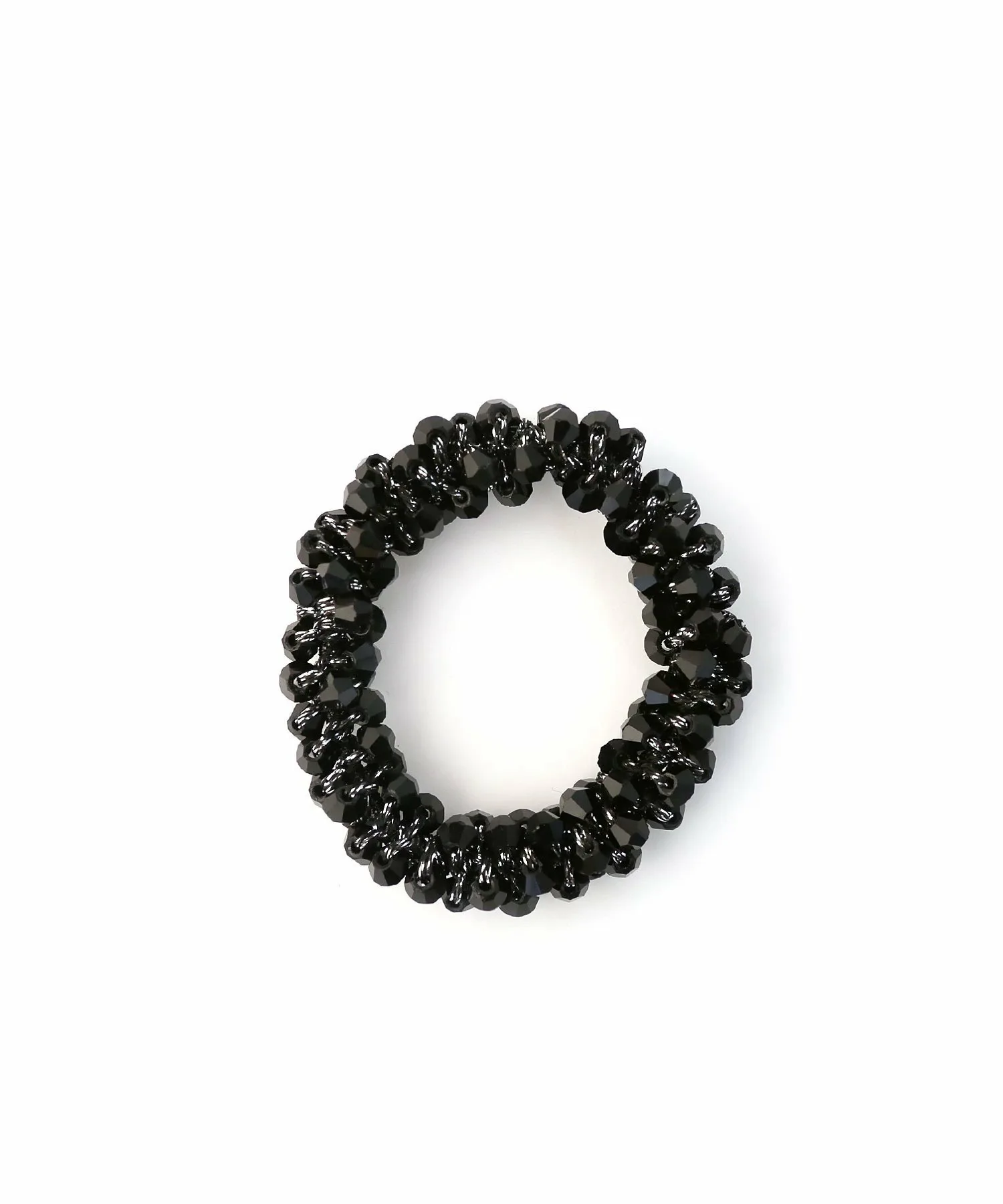 Тонкая резинка для волос с бусинами Colleca La, black — фото 2
