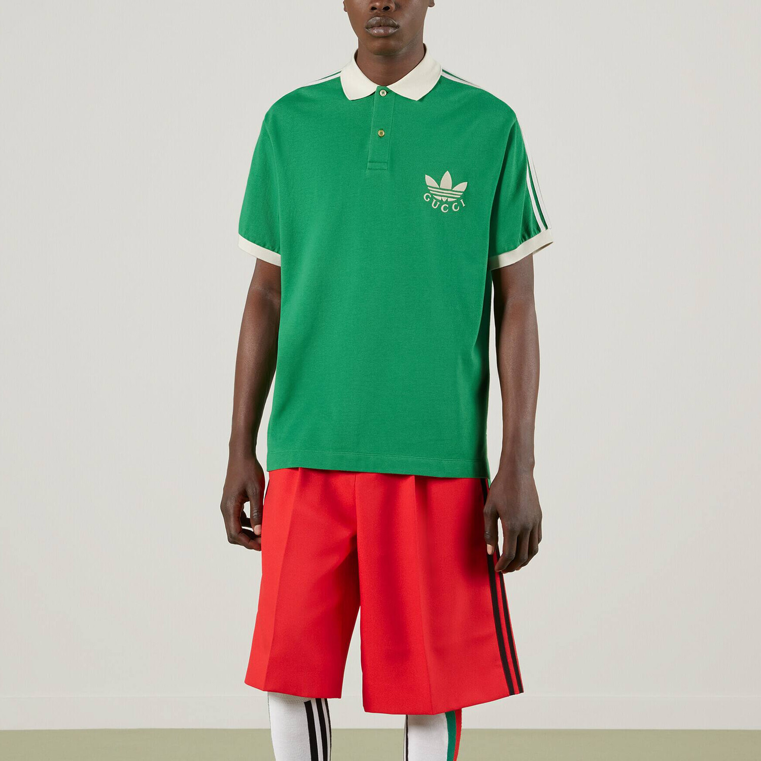 Рубашка поло Adidas X Gucci, мужская, зеленая — фото 3