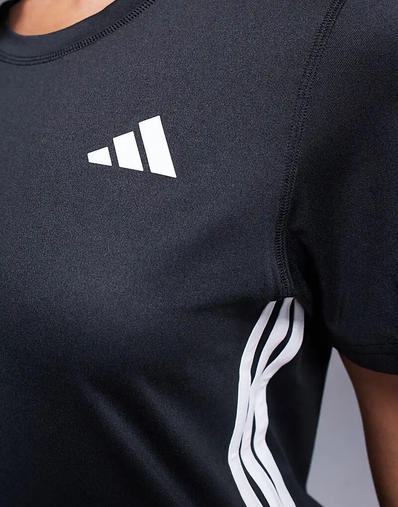Футболка adidas Training с тремя полосками черного цвета Adidas Performance — фото 3