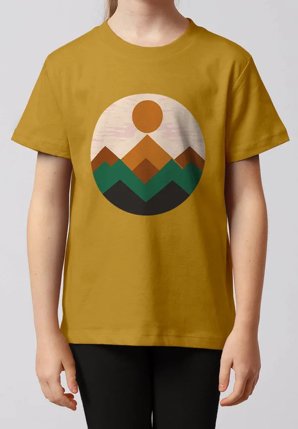 Футболка с геометрическим пейзажным принтом Watapparel, Ochre