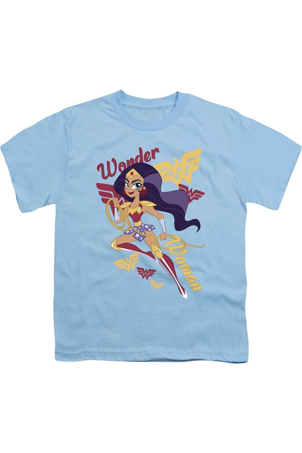 

Футболка с коротким рукавом DC Comics Superhero Girls Wonder Woman для детей Gildan, светло-голубой