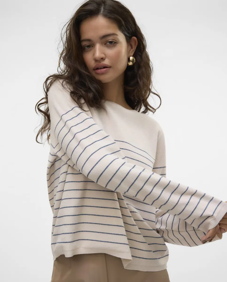 

Женский полосатый свитер с длинным рукавом Vero Moda, белый
