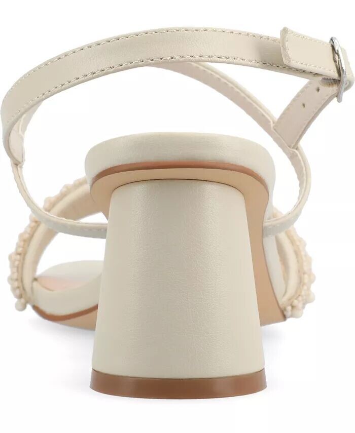Женские босоножки на каблуке Lornnah Tru Comfort из пеноматериала с ремешком из бисера Journee Collection, белый — фото 3