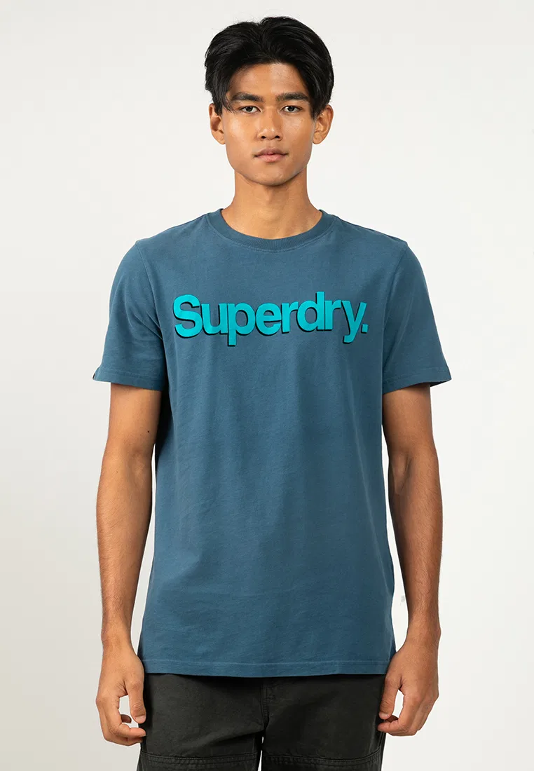 Футболка с логотипом, короткий рукав, Classic Core Logo Shadow Tee Superdry, синий