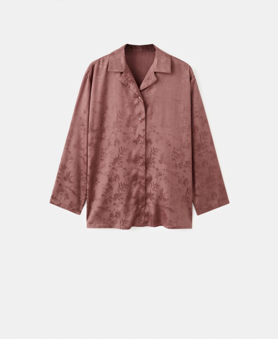 

Женская пижамная рубашка из жаккардового атласа MANGO, Brown