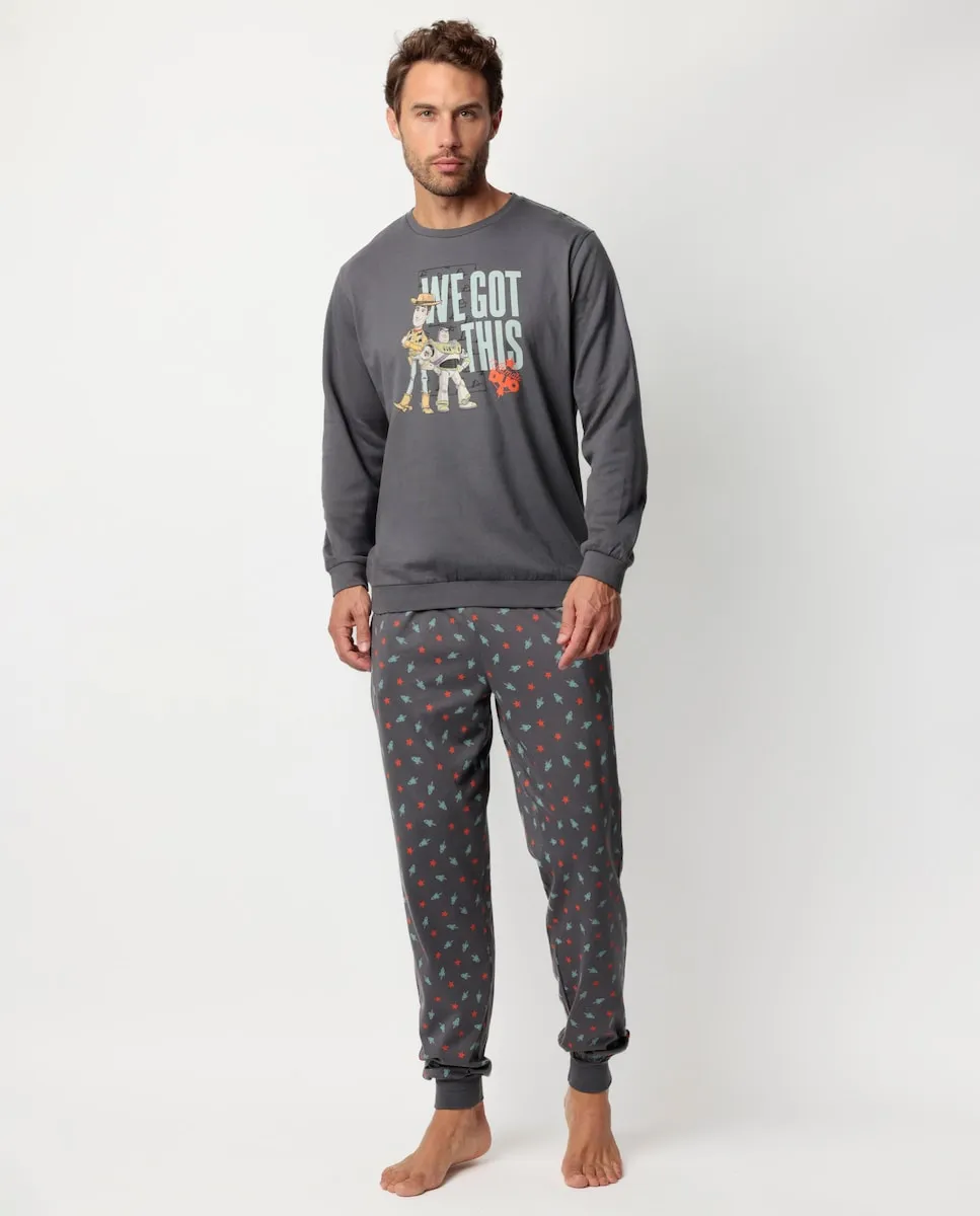 

Мужская пижама длинная из темно-серого хлопкового трикотажа Disney