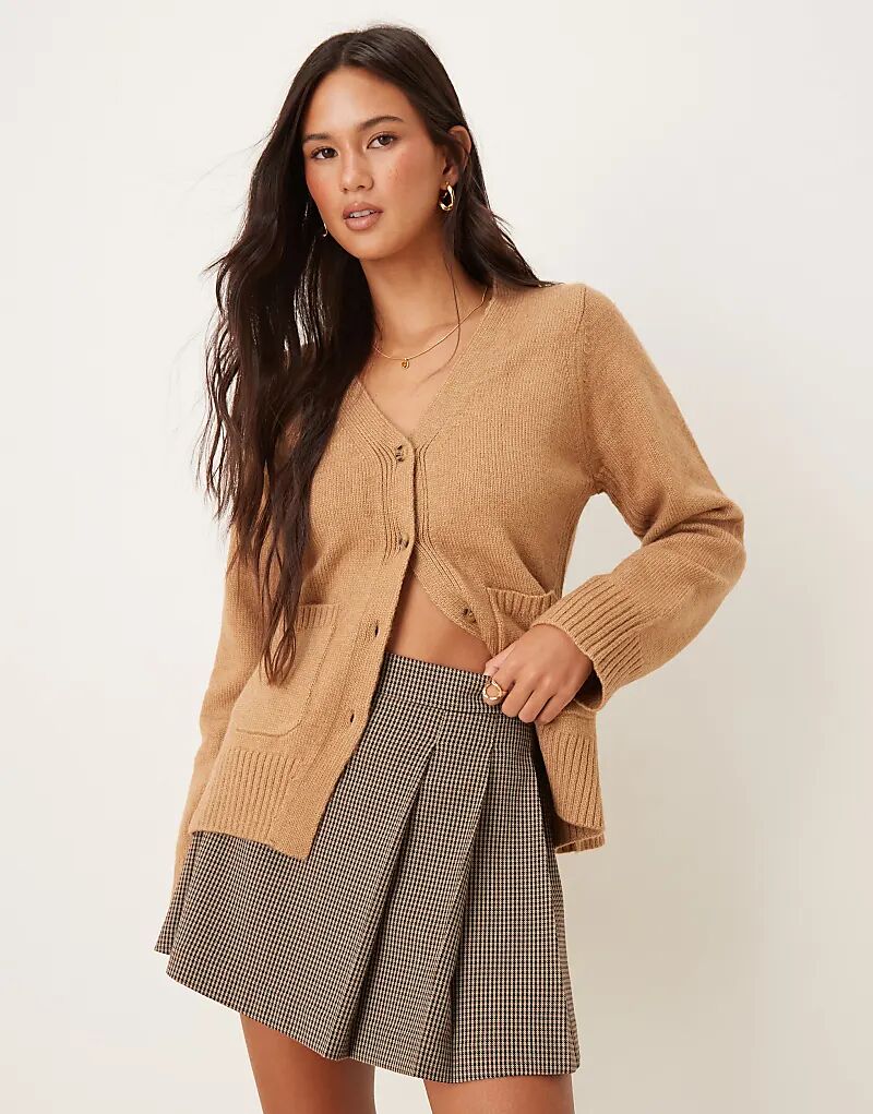 

ASOS DESIGN Кардиган бойфренда с карманами цвета печенья
