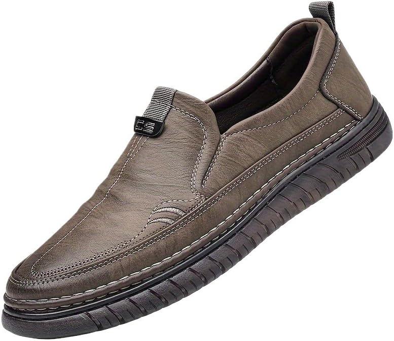 

Мужские лоферы однотонные без шнурков, удобная нескользящая резиновая подошва, прочная повседневная обувь, мужская обувь Hhhchpm, хаки