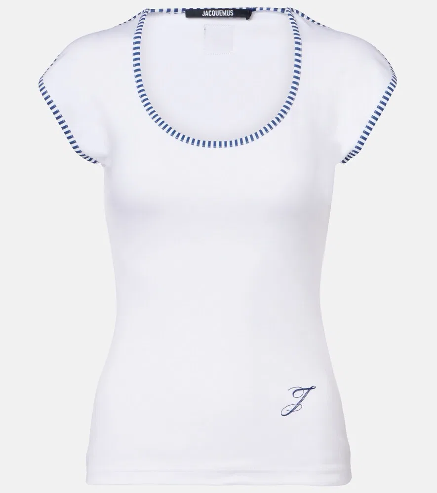 Футболка из хлопкового трикотажа Espiral Jacquemus, белый
