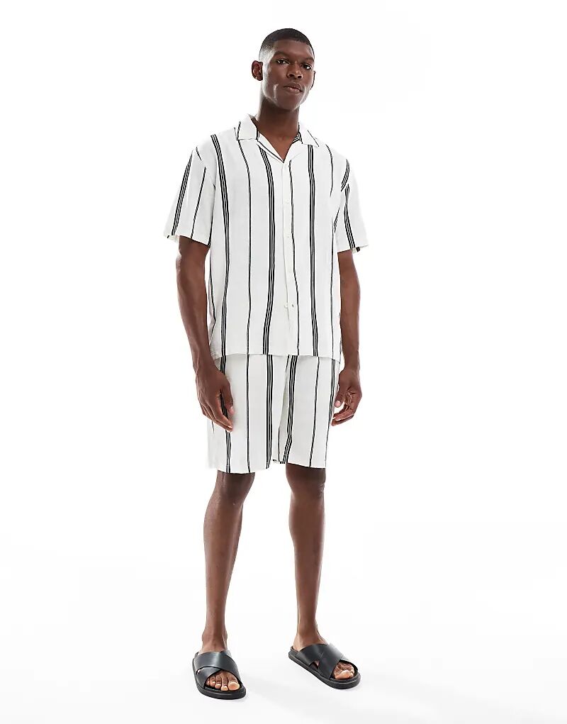 

Короткий льняной комбинезон ONLY & SONS в однотонную полоску