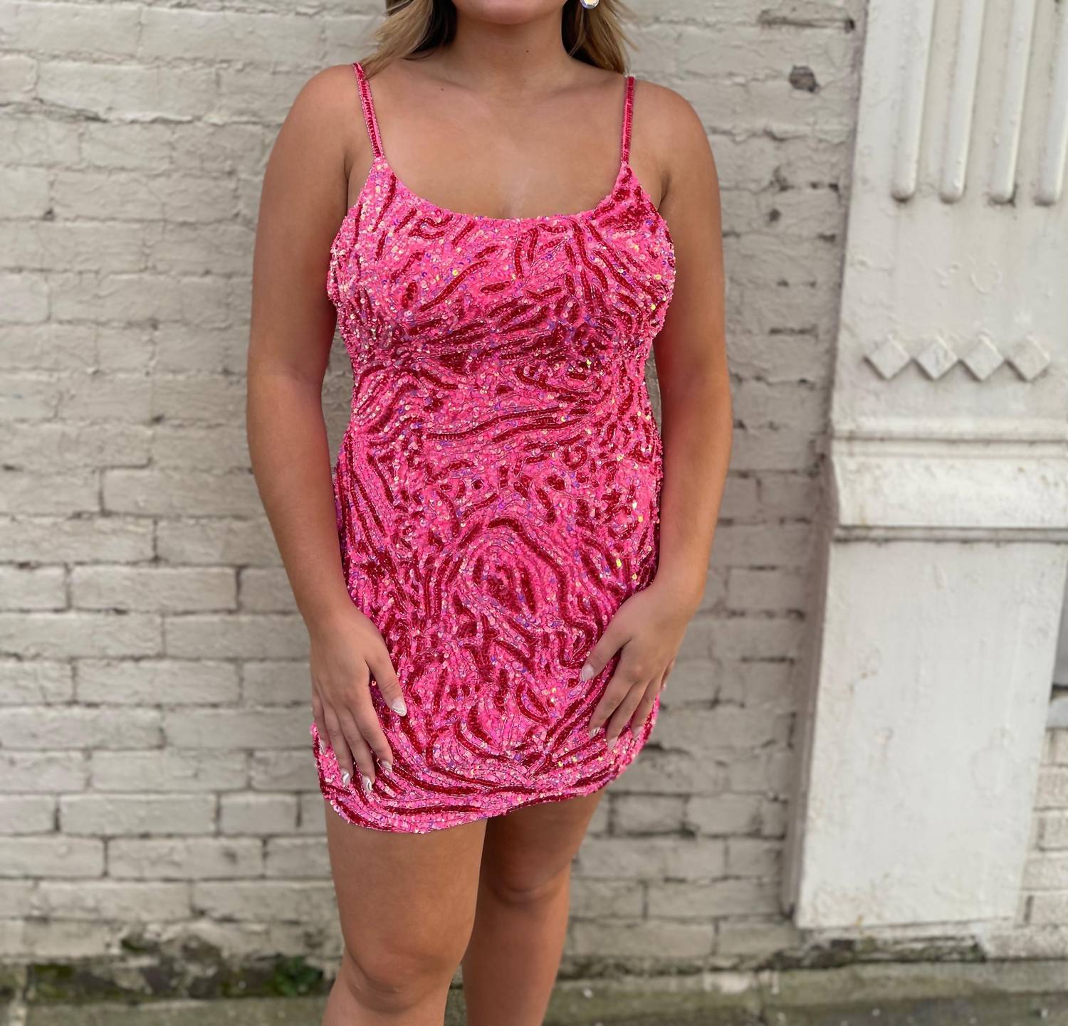

Мини-платье с круглым вырезом цвета фуксии RACHEL ALLAN, цвет fuchsia pink