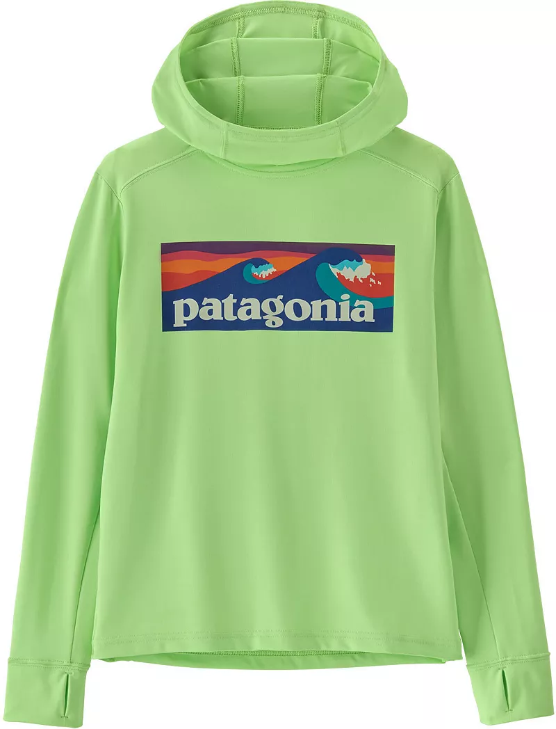 

Толстовка из плотного шелка Patagonia для девочек Capilene Cool, цвет Boardshort Logo/Slder Grn