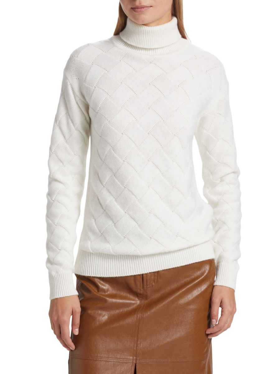 

Водолазка из плетеной пряжи Saks Fifth Avenue, цвет Egret