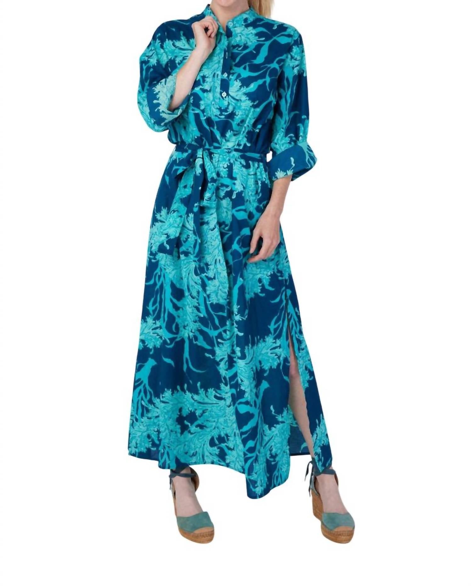 

Платье макси Elina Coral Print в цвете Navy Aqua Coral MODAPOSA