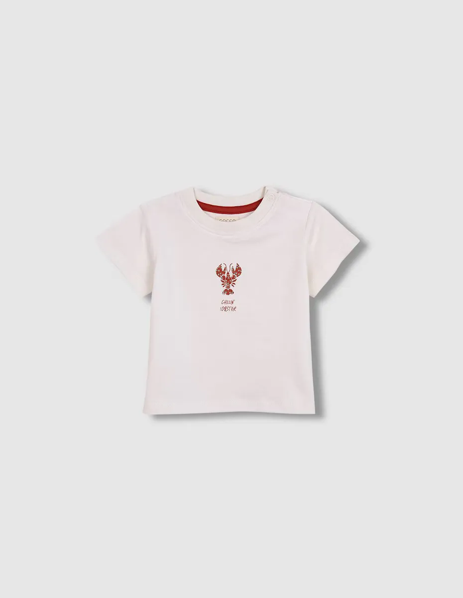 

Baby boy футболка с коротким рукавом и узором спереди Gocco, белый