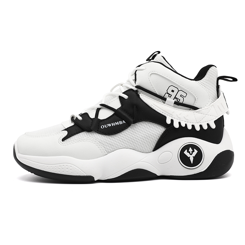 

OUWENHEIMANBA Кроссовки баскетбольные высокие мужские с амортизацией усиленной поддержкой увеличенным отскоком износостойкие дышащие сетчатые бело-черные, цвет White/Black (Mesh)