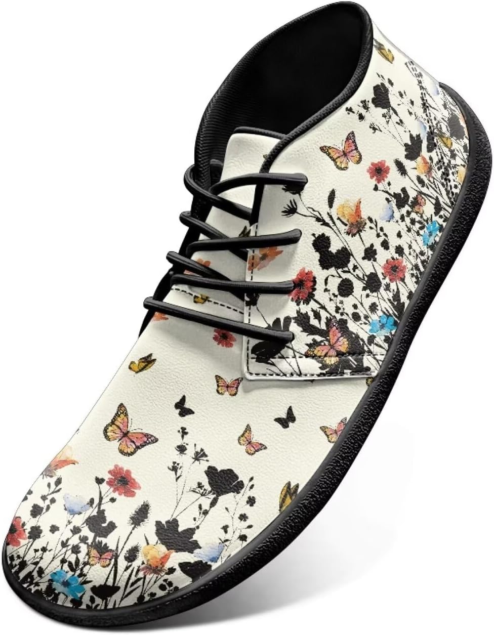 

Кроссовки для женщин и мужчин, водонепроницаемые кожаные туфли с широкой носочной частью для женщин Yreiwoby, Butterfly Floral