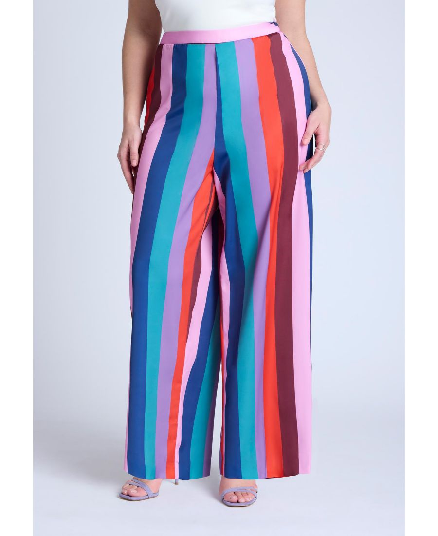 

Женские брюки с широкими штанинами и принтом ELOQUII, Kaleidoscope stripe