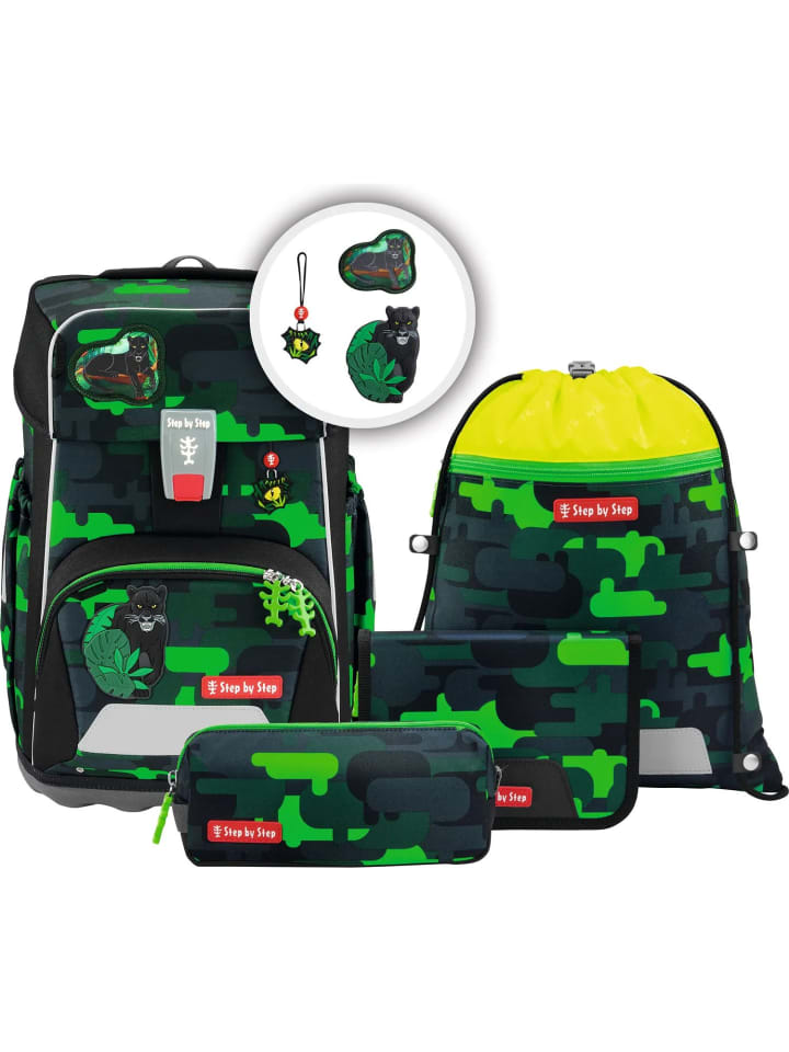 

Step by Step Огромный школьный рюкзак Black Cat Chiko из 5 предметов, зеленого цвета