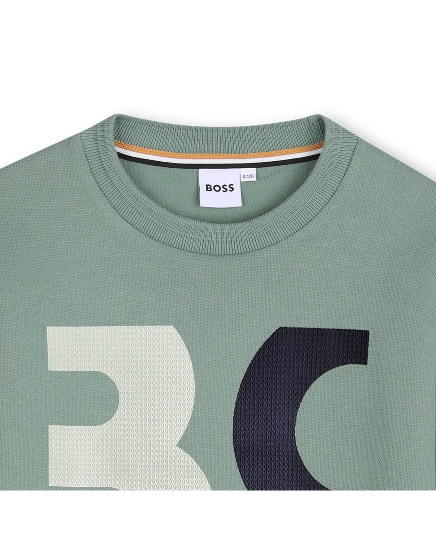 Детская футболка с короткими рукавами с большим принтом из хлопка BOSS Kidswear, зеленый — фото 3