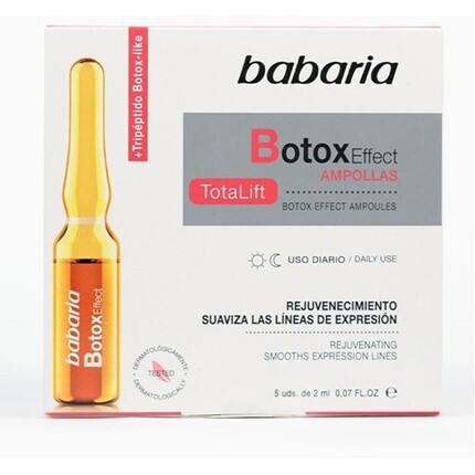 

Ампулы Babaria Botox Effect Total Lift с ботоксподобным трипептидом и фрезами 5 x 2 мл — упаковка из 5 шт.