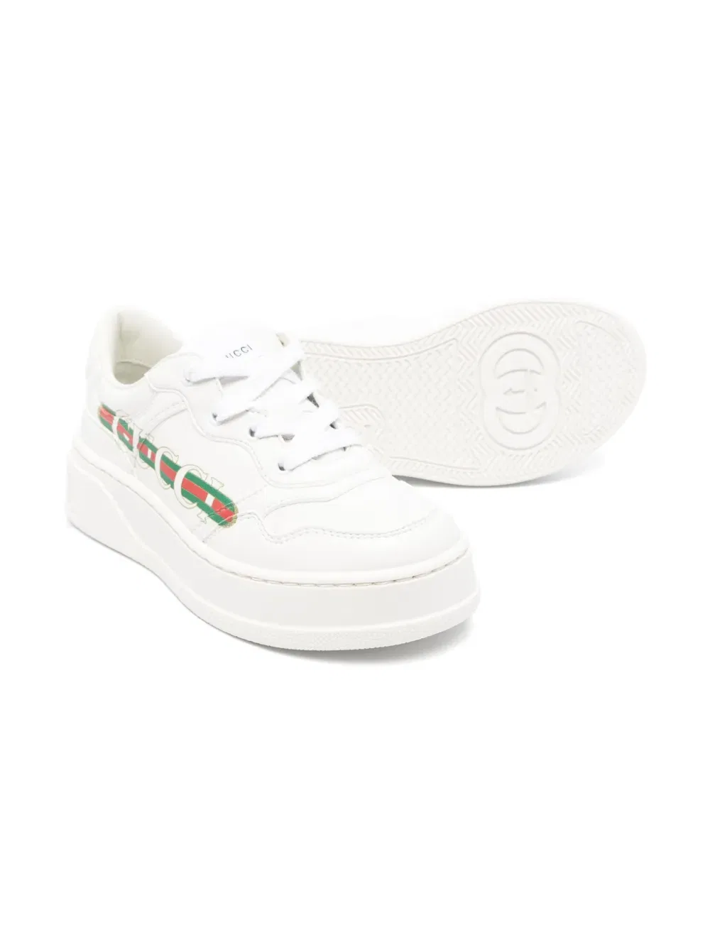 Кроссовки с полосками в виде сетки Gucci Kids, белый — фото 2