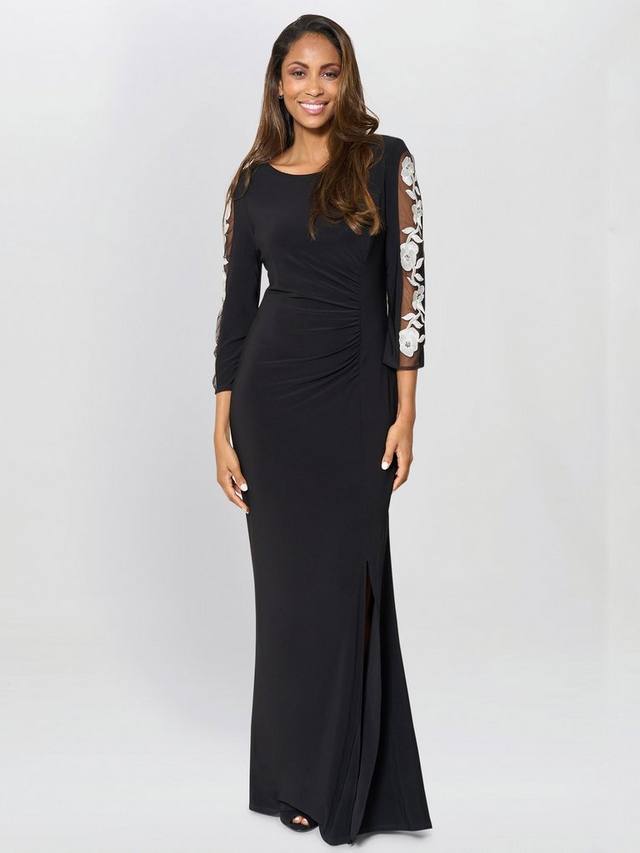 

Платье макси Suzie с вышивкой на рукавах Gina Bacconi, Black/Ivory