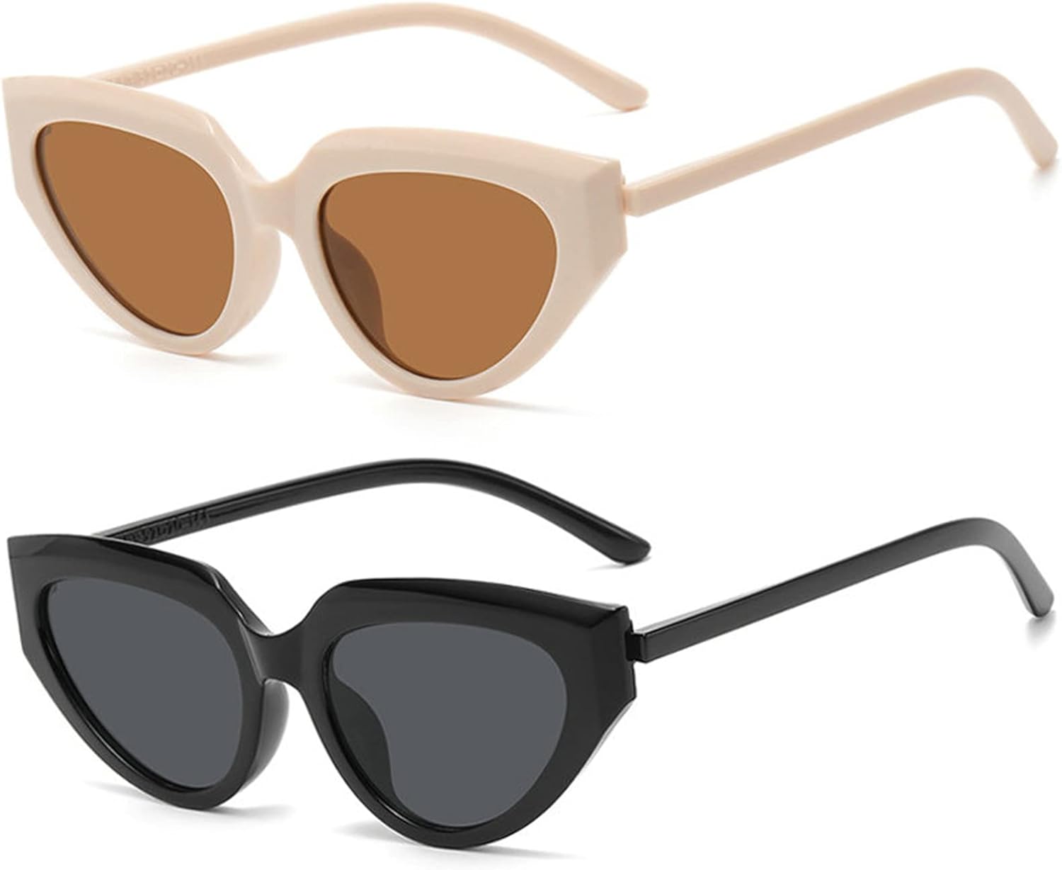 

Солнцезащитные очки Willochra в маленькой оправе «кошачий глаз» для женщин, модные черные, с защитой от УФ-излучения UV400. Солнцезащитные очки для мужчин, овальной формы с градиентным переходом, 2pcs-black&brown