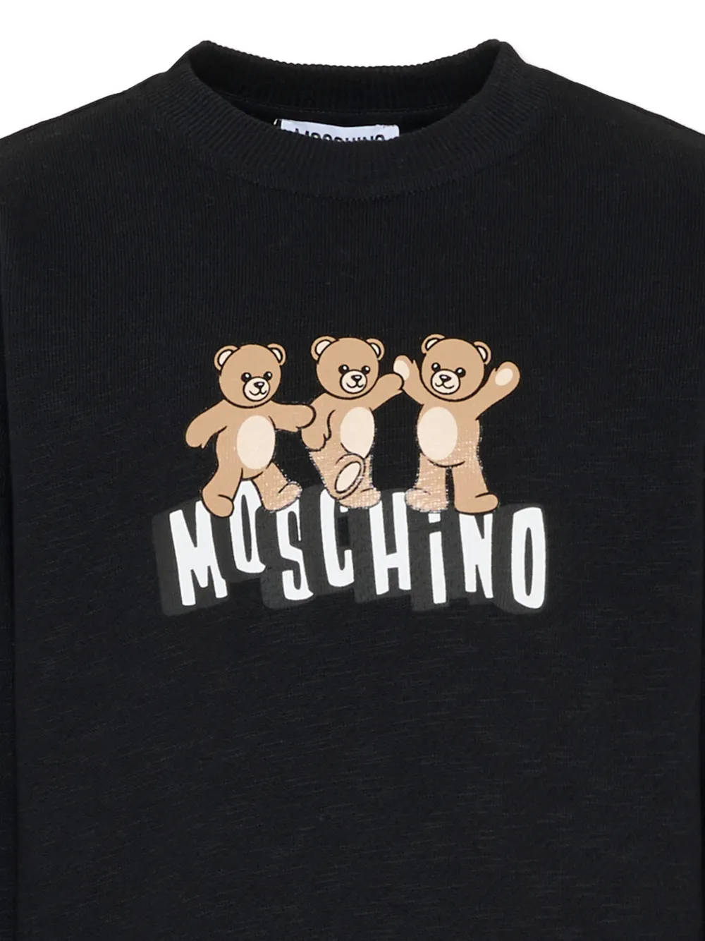 Свитер с круглым вырезом и логотипом в виде медведя Moschino Kids, черный — фото 3