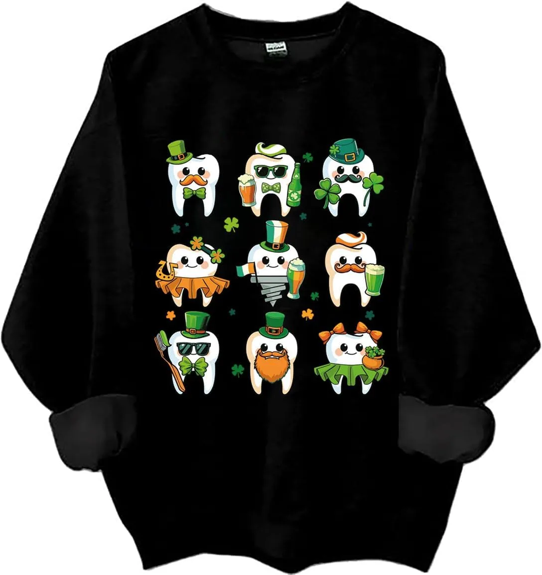 

Свитшот Dental St Patricks Day с мультяшным зубом Czbic