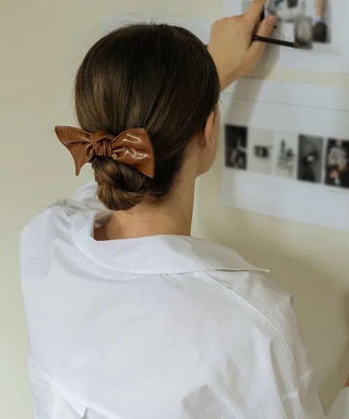 Заколка-бант HAS HON007 Leather Ribbon tie чёрный — фото 2