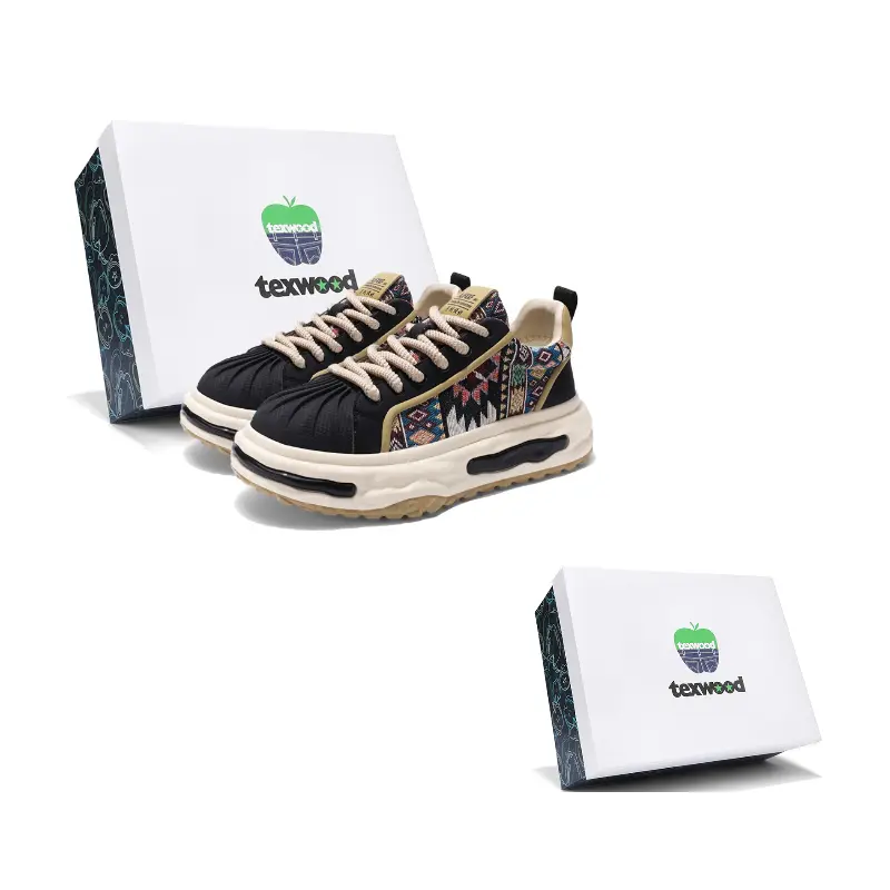 

TEXWOOD Мужские противоскользящие износостойкие низкие скейтерские кроссовки с эффектом увеличения роста черные [Box], цвет Black[Box]