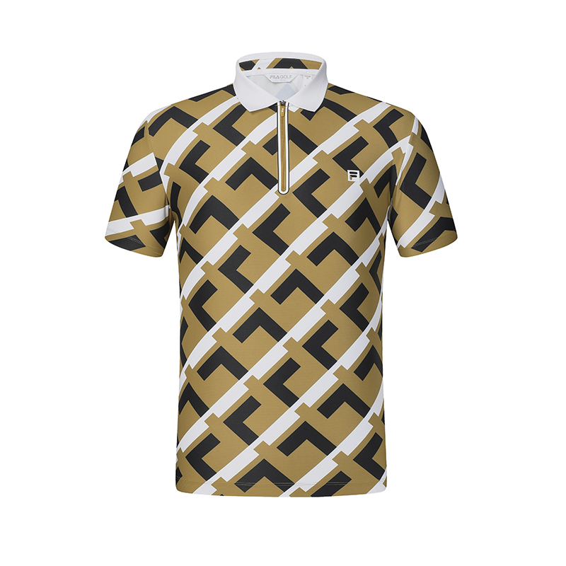 

Футболка поло мужская желтая с коричневым деревом FILA