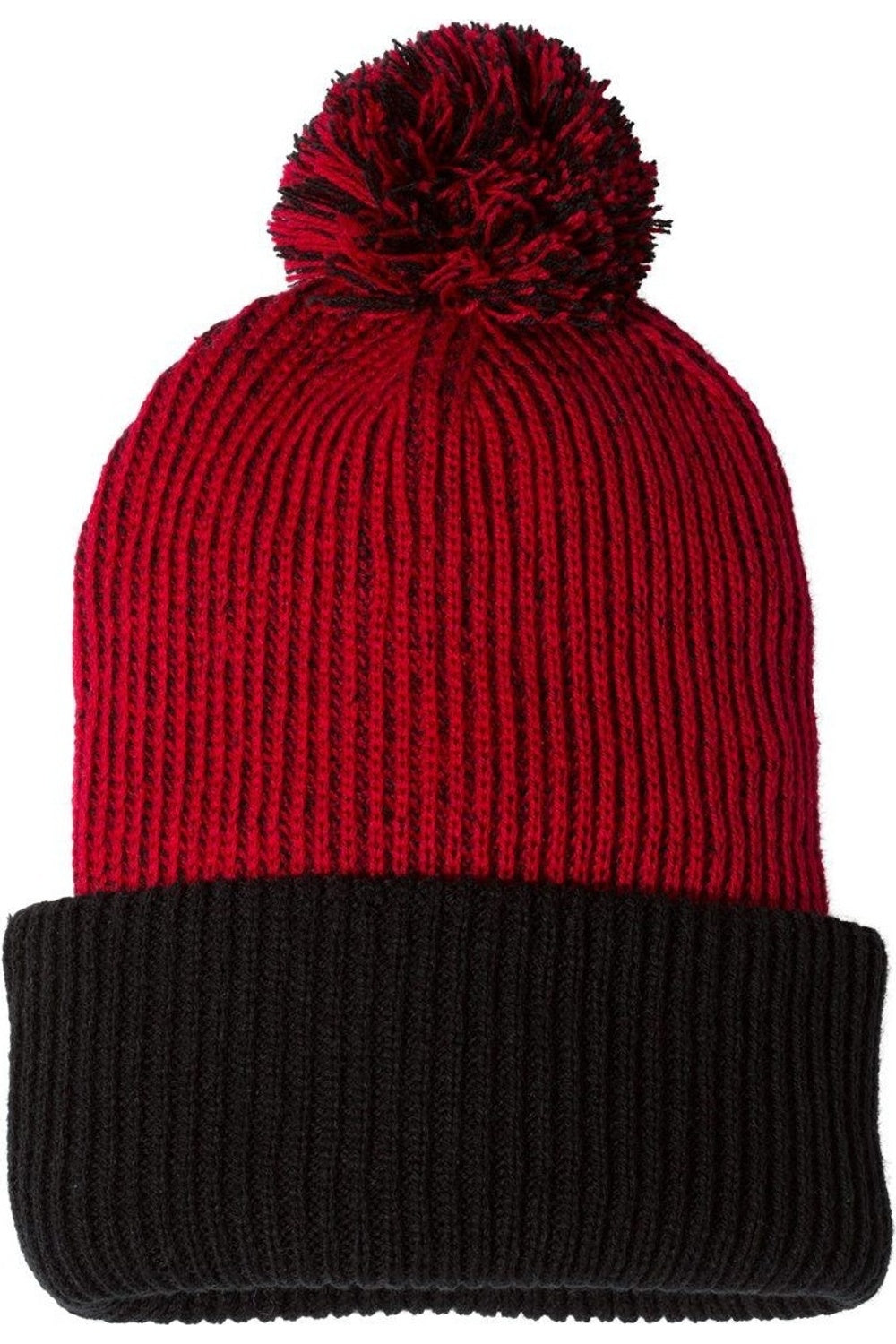 

Спортсмен 12 Knit пестрая шапка с помпоном Sportsman, красный/черный