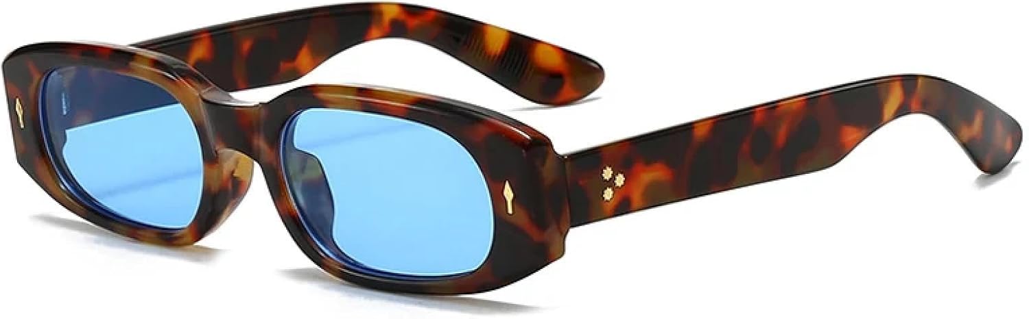 

Модные солнцезащитные очки конфетных цветов, маленькие прямоугольные, женские, с защитой от УФ-излучения UV400, в стиле ретро, ​​с заклепками, мужские HHZZYVY, Leopard Blue