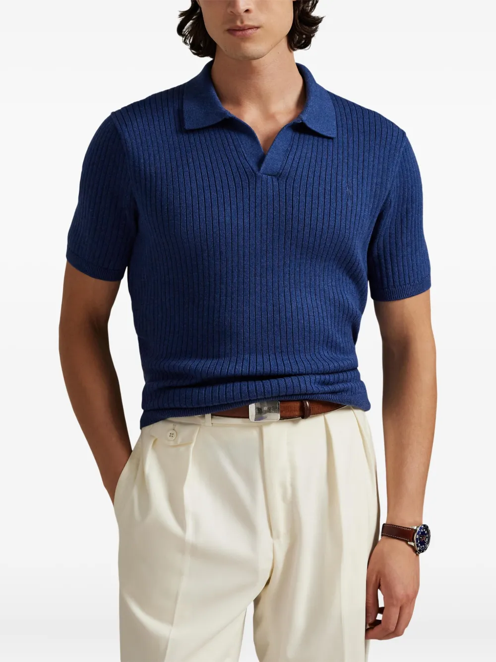 Футболка в рубчик Polo Ralph Lauren, синий — фото 3